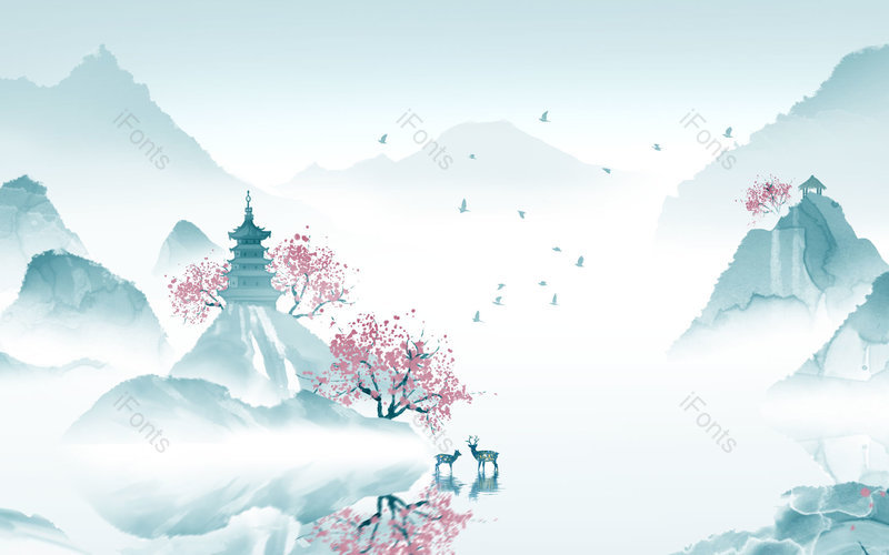 中国风手绘风景山水插画背景设计,插画/手绘图,插画/手绘图库,插画/手绘图下载,插画/手绘